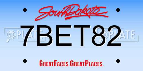 7BET82 South Dakota License Plate