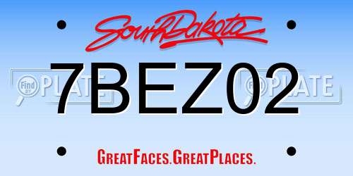 7BEZ02 South Dakota License Plate