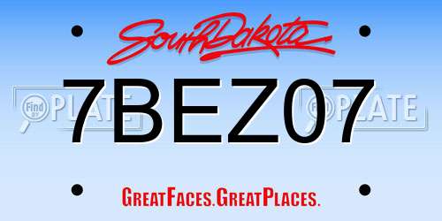 7BEZ07 South Dakota License Plate
