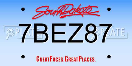 7BEZ87 South Dakota License Plate