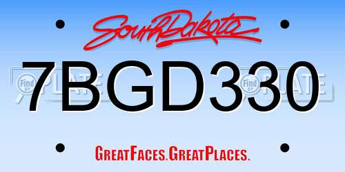 7BGD330 South Dakota License Plate