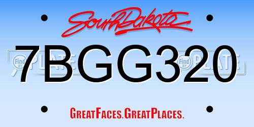 7BGG320 South Dakota License Plate