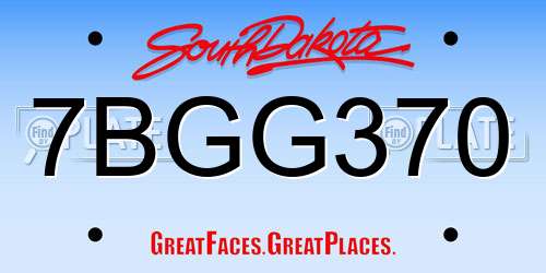 7BGG370 South Dakota License Plate
