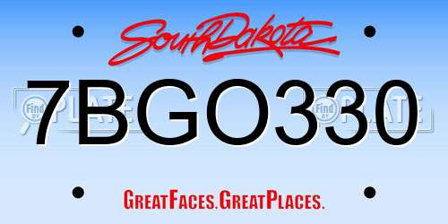 7BGO330 South Dakota License Plate