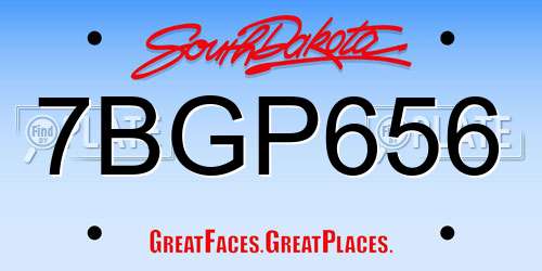 7BGP656 South Dakota License Plate