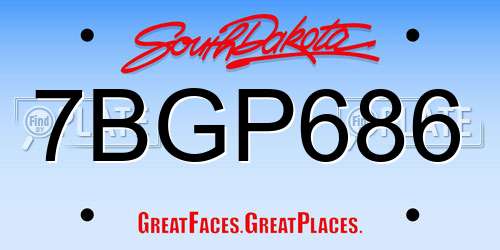 7BGP686 South Dakota License Plate