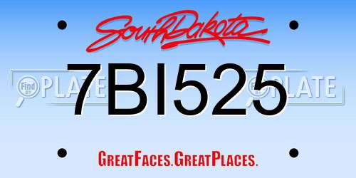 7BI525 South Dakota License Plate