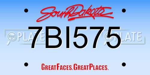 7BI575 South Dakota License Plate