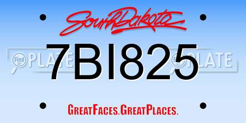 7BI825 South Dakota License Plate