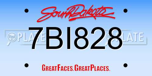 7BI828 South Dakota License Plate