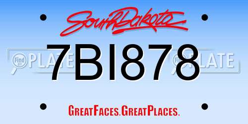 7BI878 South Dakota License Plate