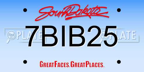7BIB25 South Dakota License Plate