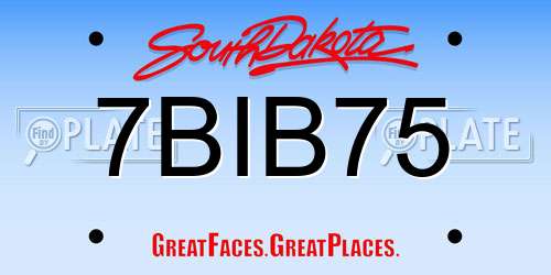 7BIB75 South Dakota License Plate