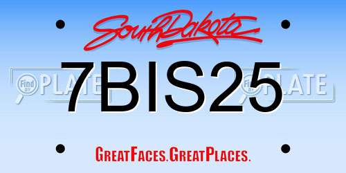 7BIS25 South Dakota License Plate