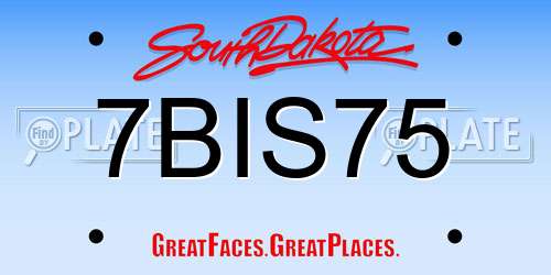 7BIS75 South Dakota License Plate