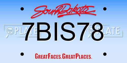 7BIS78 South Dakota License Plate
