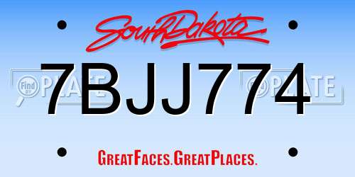 7BJJ774 South Dakota License Plate