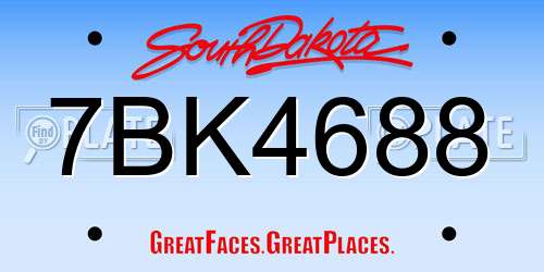 7BK4688 South Dakota License Plate