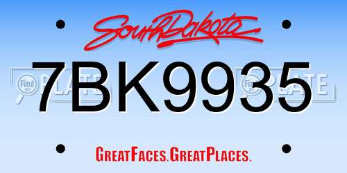 7BK9935 South Dakota License Plate