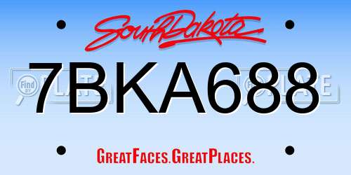 7BKA688 South Dakota License Plate