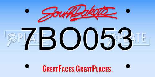 7BO053 South Dakota License Plate