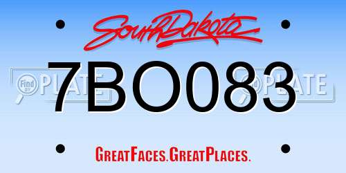 7BO083 South Dakota License Plate