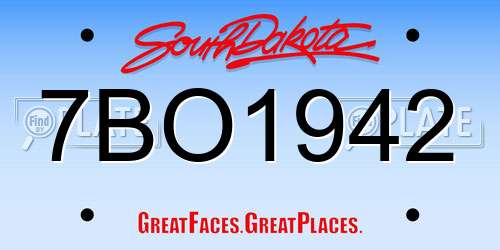 7BO1942 South Dakota License Plate