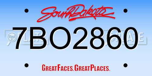 7BO2860 South Dakota License Plate