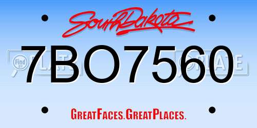 7BO7560 South Dakota License Plate