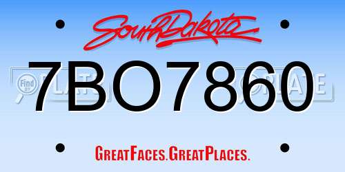 7BO7860 South Dakota License Plate
