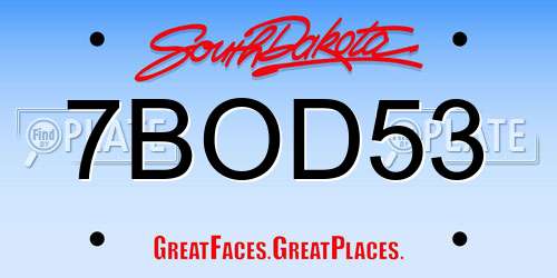 7BOD53 South Dakota License Plate