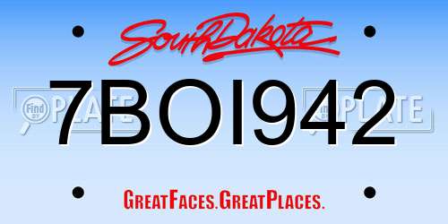 7BOI942 South Dakota License Plate