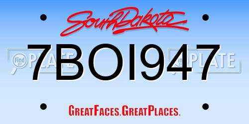 7BOI947 South Dakota License Plate