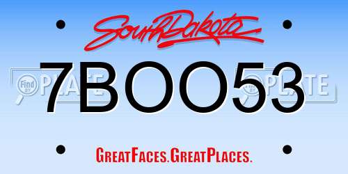 7BOO53 South Dakota License Plate