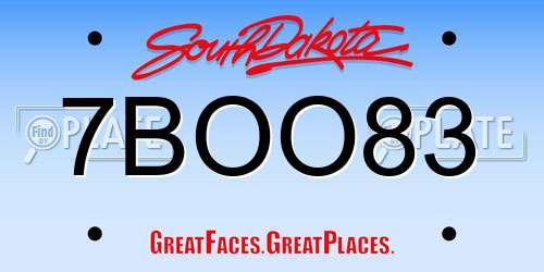 7BOO83 South Dakota License Plate