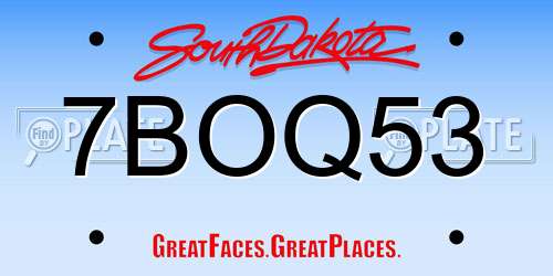 7BOQ53 South Dakota License Plate