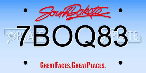 7BOQ83 South Dakota License Plate