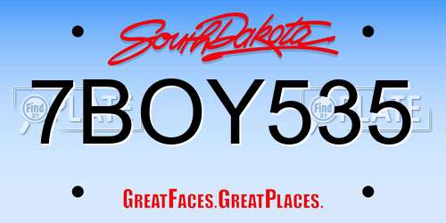 7BOY535 South Dakota License Plate