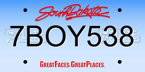 7BOY538 South Dakota License Plate