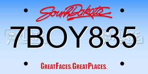 7BOY835 South Dakota License Plate