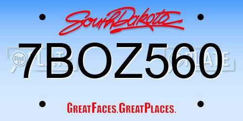 7BOZ560 South Dakota License Plate