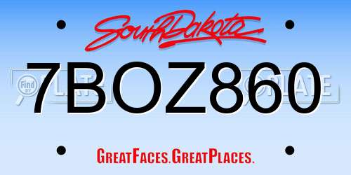 7BOZ860 South Dakota License Plate