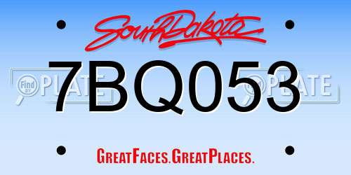 7BQ053 South Dakota License Plate
