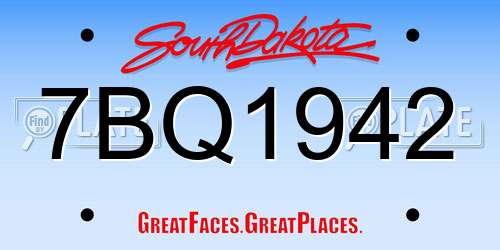7BQ1942 South Dakota License Plate