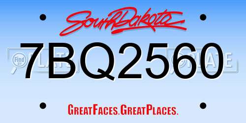 7BQ2560 South Dakota License Plate