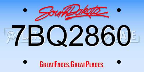 7BQ2860 South Dakota License Plate