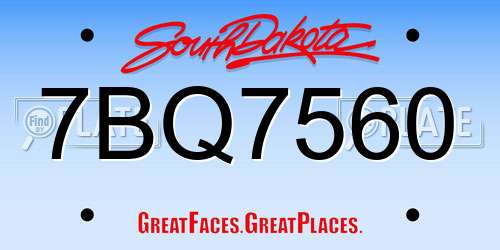 7BQ7560 South Dakota License Plate