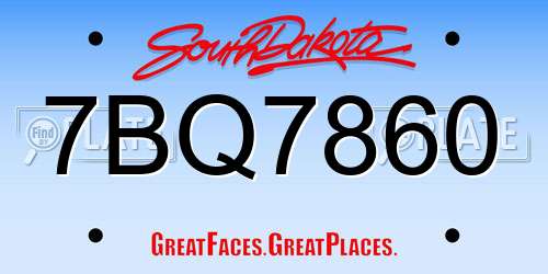 7BQ7860 South Dakota License Plate