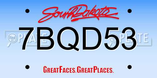 7BQD53 South Dakota License Plate