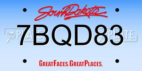 7BQD83 South Dakota License Plate